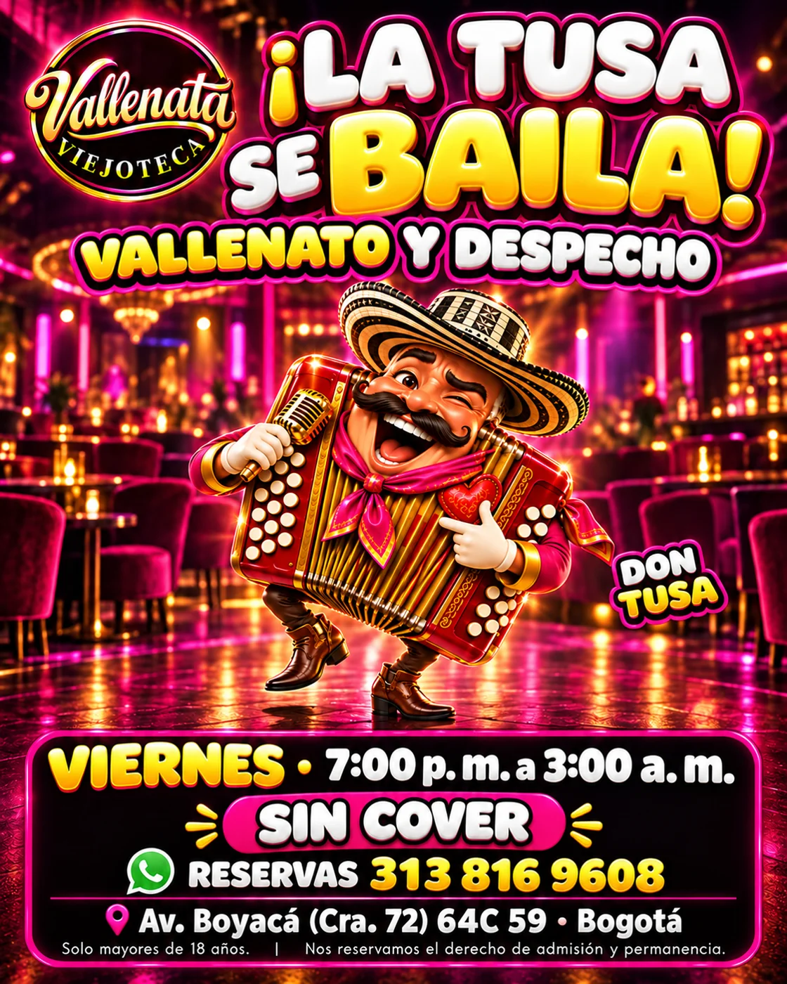 Don Tusa presenta los viernes de vallenato y despecho